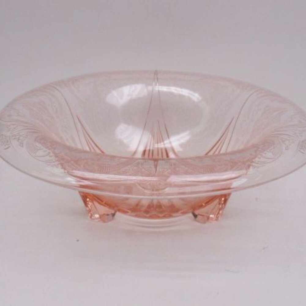 Hazel Atlas Depression Glass Pink ROYAL LACE 10 1/4 In Rolled Edge Console Bowl